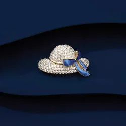 Cute Mini Hat Shape Bowknot Brooches Rhinestone Badge Pins Clothes Bag Decor Accessories For Girls Women