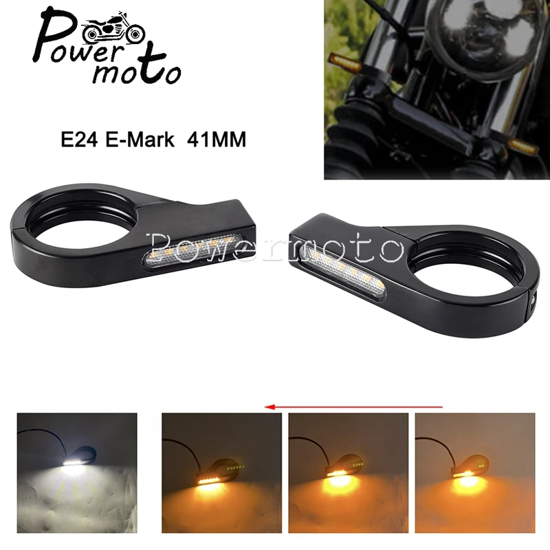 

For Harley Road King Street Glide Breakout Motorcycle LED Turn Signal Indicator Lights Amber Blinker Light Lamps 41mm Fork Tube