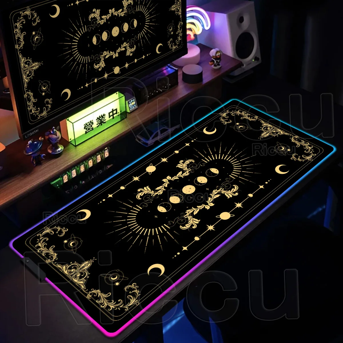 

Игровой коврик для мыши RGB Moon Tarot Cards XXL с LED-подсветкой, нескользящий, большой, для гадания, резиновый, для компьютерного стола
