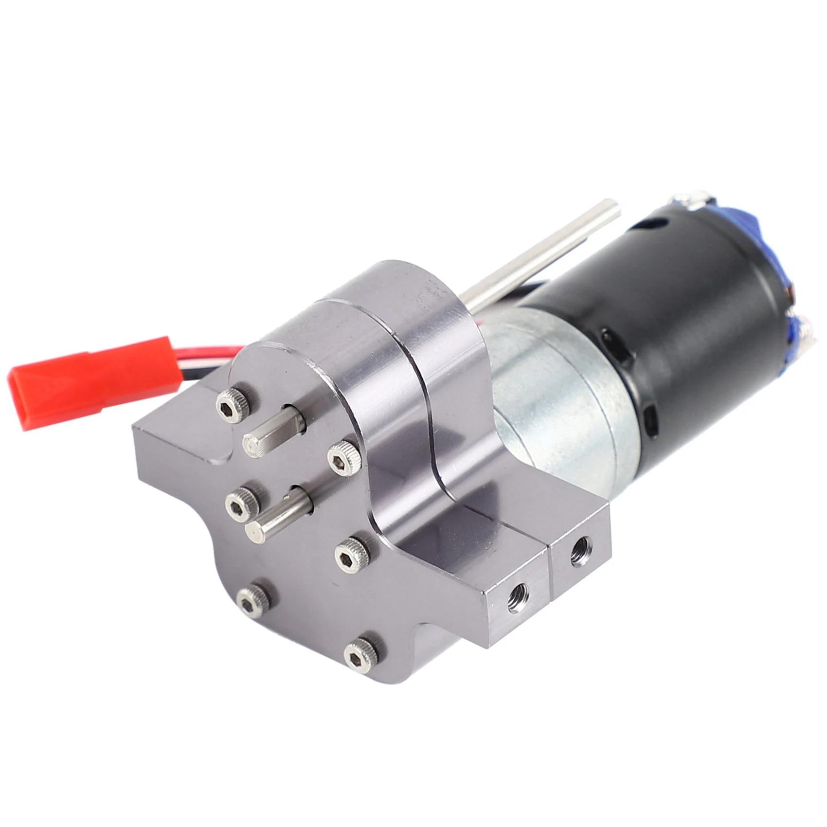 

A04F-5X 370 Brushed Motor+Alloy Heat Sink Gear Box Set With Steel Gears For WPL Henglong C14 C24 B14 B24 B16,Grey