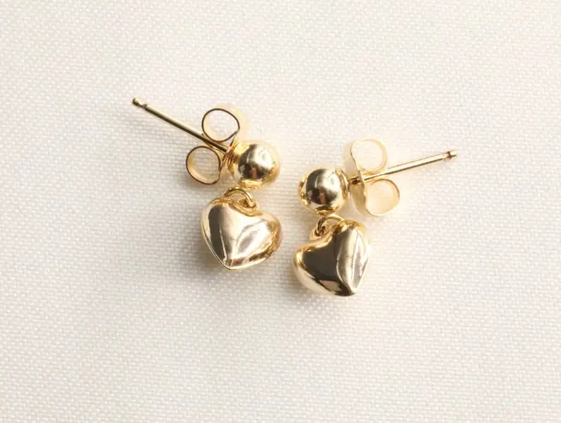 New In 14k Gold Filled Puffy Heart Earrings Luxury High Quality Stud Earrings Ladies' Earrings Jewelry Gifts for Woman