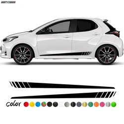 Porta do carro Side Saia Adesivos para Toyota GR Yaris, 3, 5, Hatchback Sedan, Auto Corpo Listras Longas, Vinyl Decalques Acessórios, 2pcs