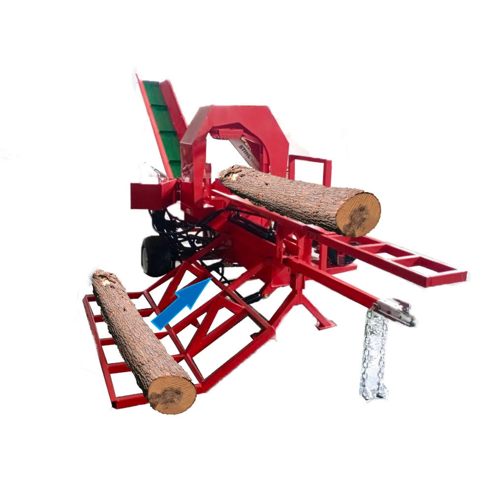 Customized 20T Automatic Firewood Processor Engine Powered Hydraulic Wood Processor Log Wood Splitter Firewood Cutter Machine