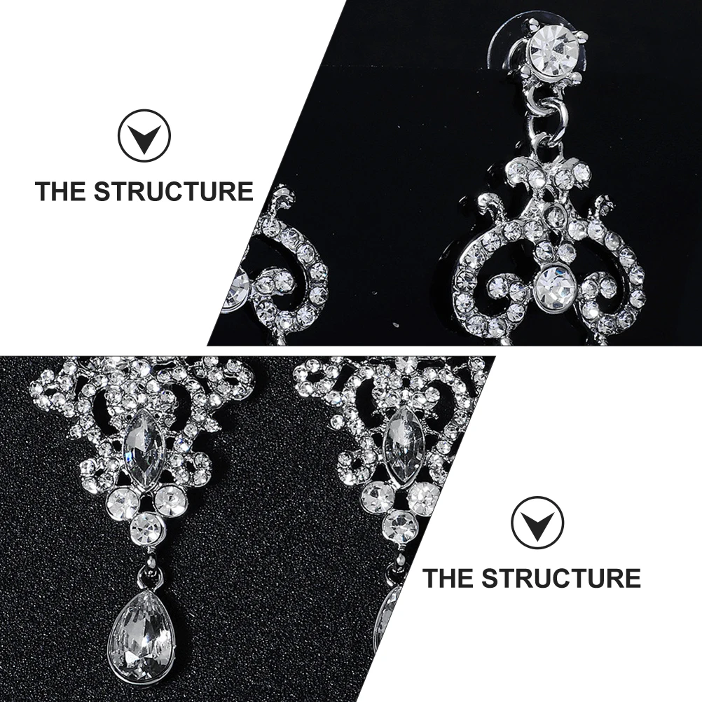 

1Pair Baroque Style Rhinestone Earrings Retro Ear Pendants Elegant Wedding Party Jewelry Women Ear Accessories