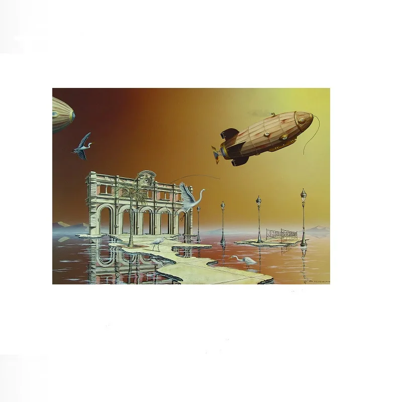Thierry Van Quickenborne La gare (sous baguettes), Art Print Canvas Poster, Living Room Decor, Home Wall Picture