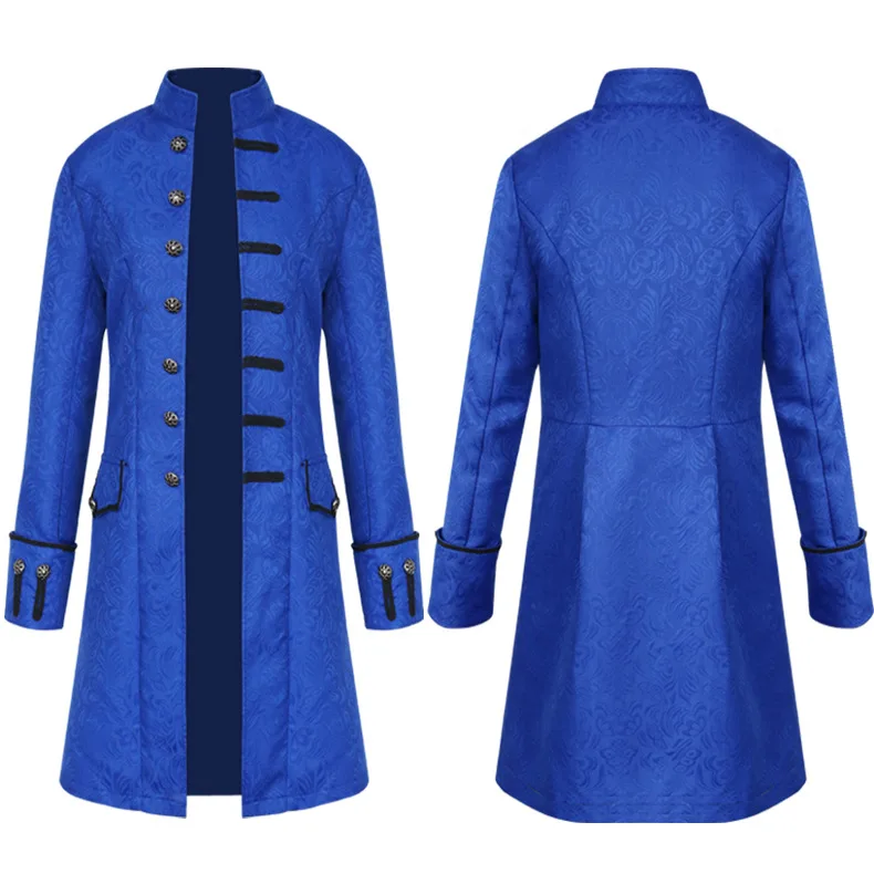 Men Victoria Edwardian Steampunk Trench Coat Frock Outwear Vintage Prince Overcoat Medieval Renaissance Jacket Cosplay Costume