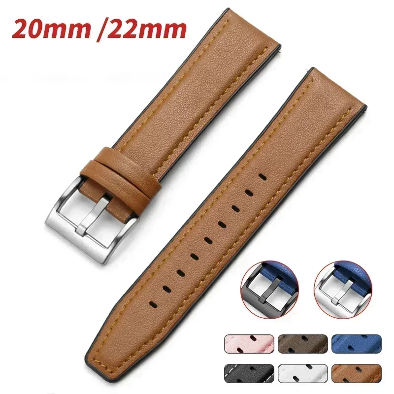 Leather Silicone Bracelet For Amazfit GTR 47mm Wrist Strap For Xiaomi Amazfit Pace / Stratos 1 2 3 / GTR2 / GTR 2e Watchband