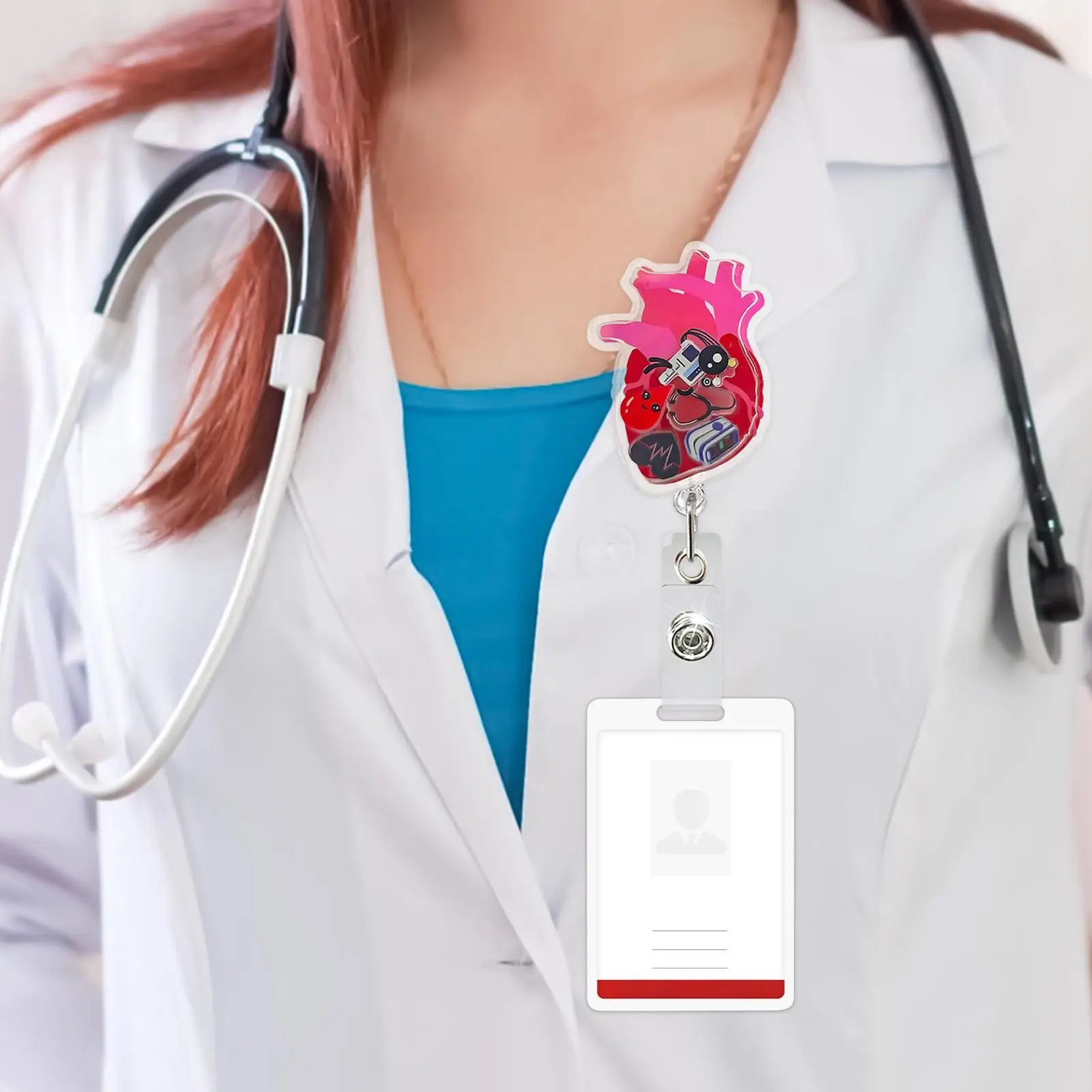 Retractable Id Holder Vertical Id Holder Hanger Organ Shake Toy Retractable Clip For Staff Workplace School Conference Nurses
