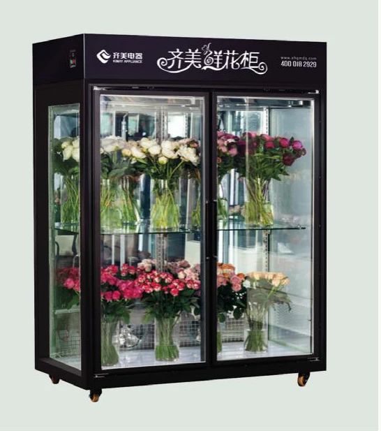 For Commercial Large-Capacity Flower Cabinet Freezer Air-Cooled Frost-Free Glass Door Adjustable Shelf Fresh-Keeping Feature