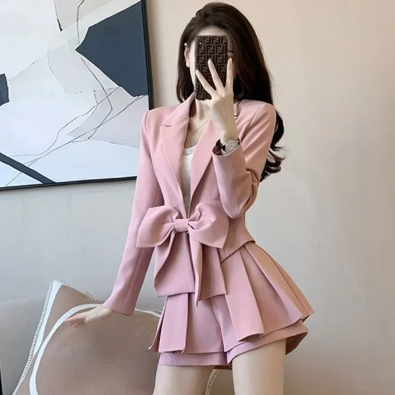 Womens Short Pants Set Summer 2024 Blazers And Shorts Suits For Women Pink Office Clothes New In Cheap Premium Offers Full