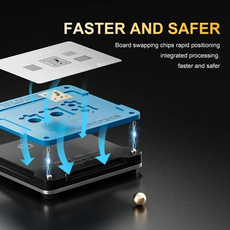 JITONGXUE Swap Board Chips BGA Reballing Platform For iPhone 8-15PM Motherboard CPU NAND EEPROM Chip Soldering Stencil Kits