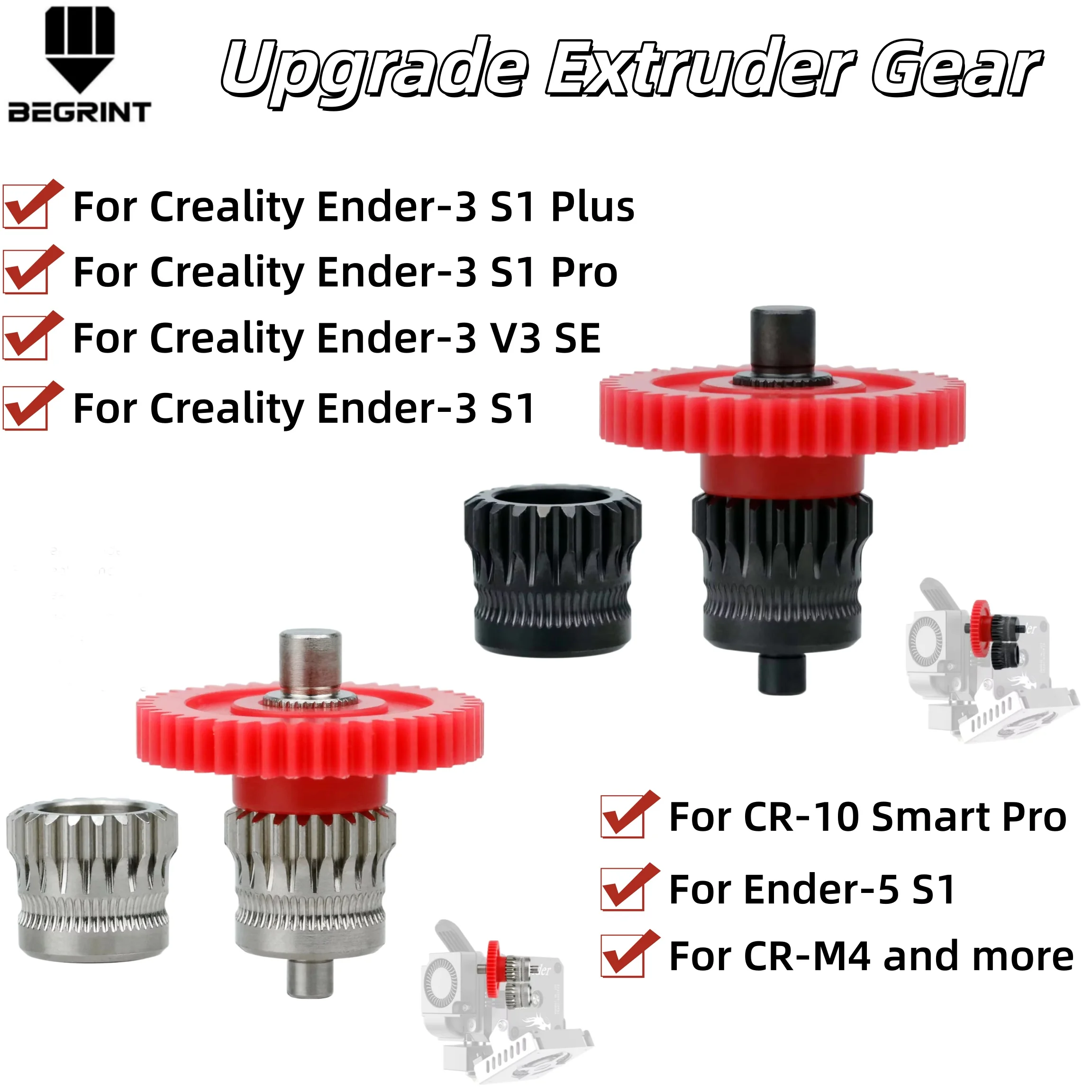 High Precision Steel Gear for Sprite Extruder Creality Ender3 S1 Ender-5 CR-10 Smart Pro Wear Resistant 3D Printing Parts