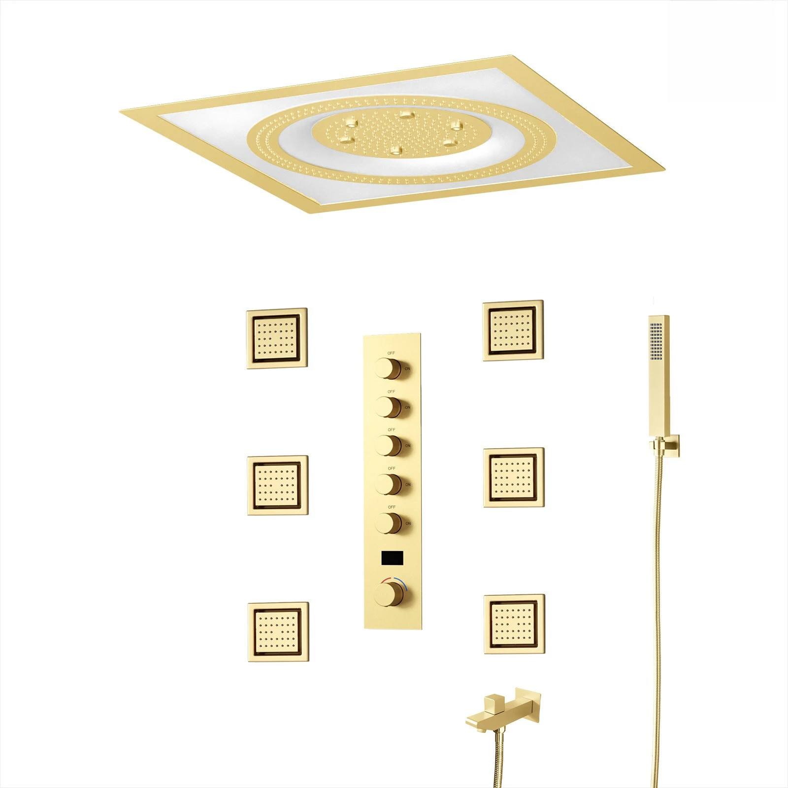 Shower set All copper set Pre-embedded wall rain spray Multifunctional concealed shower set