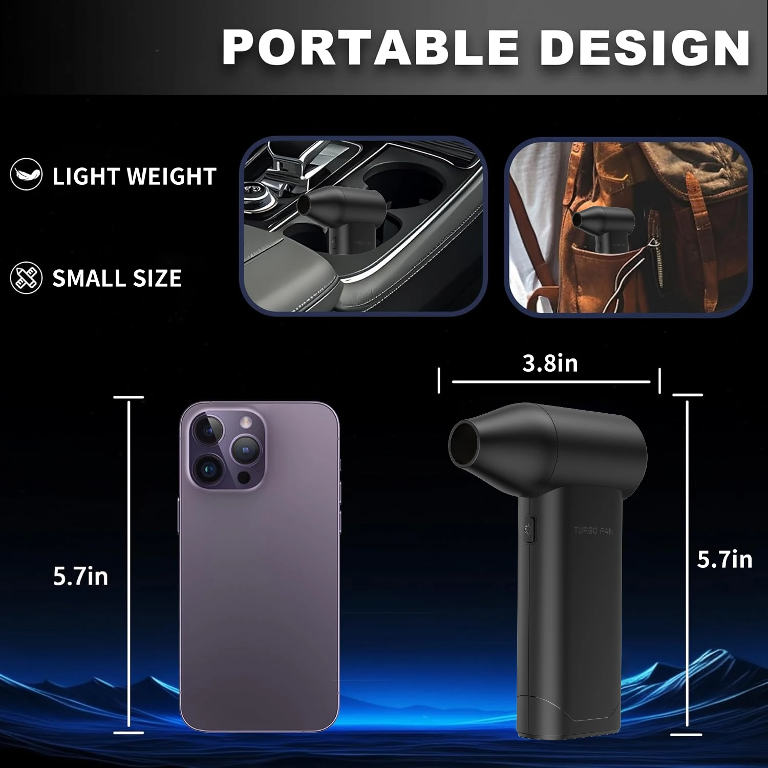 JEC X5 Air Blower 130000 Rpm Suitable for Dust Removal in Cars Type-C Charging Strong Wind 53m/s Brushless Violent Fan Jet Fan