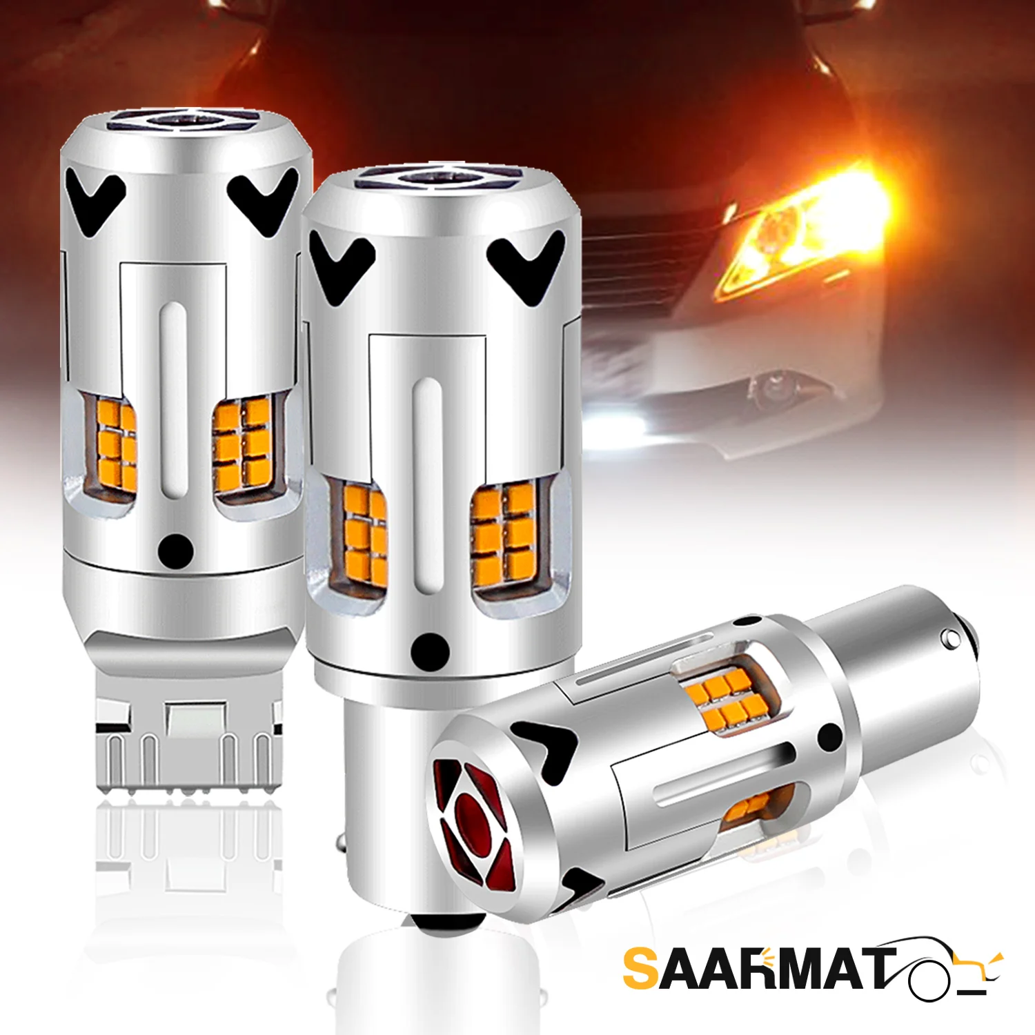 

2pcs Turn Signal Light Canbus Error Free 1156 P21W BA15S PY21W BAU15S T20 W21W 7440 LED Bulbs No Hyper Flash Amber Light
