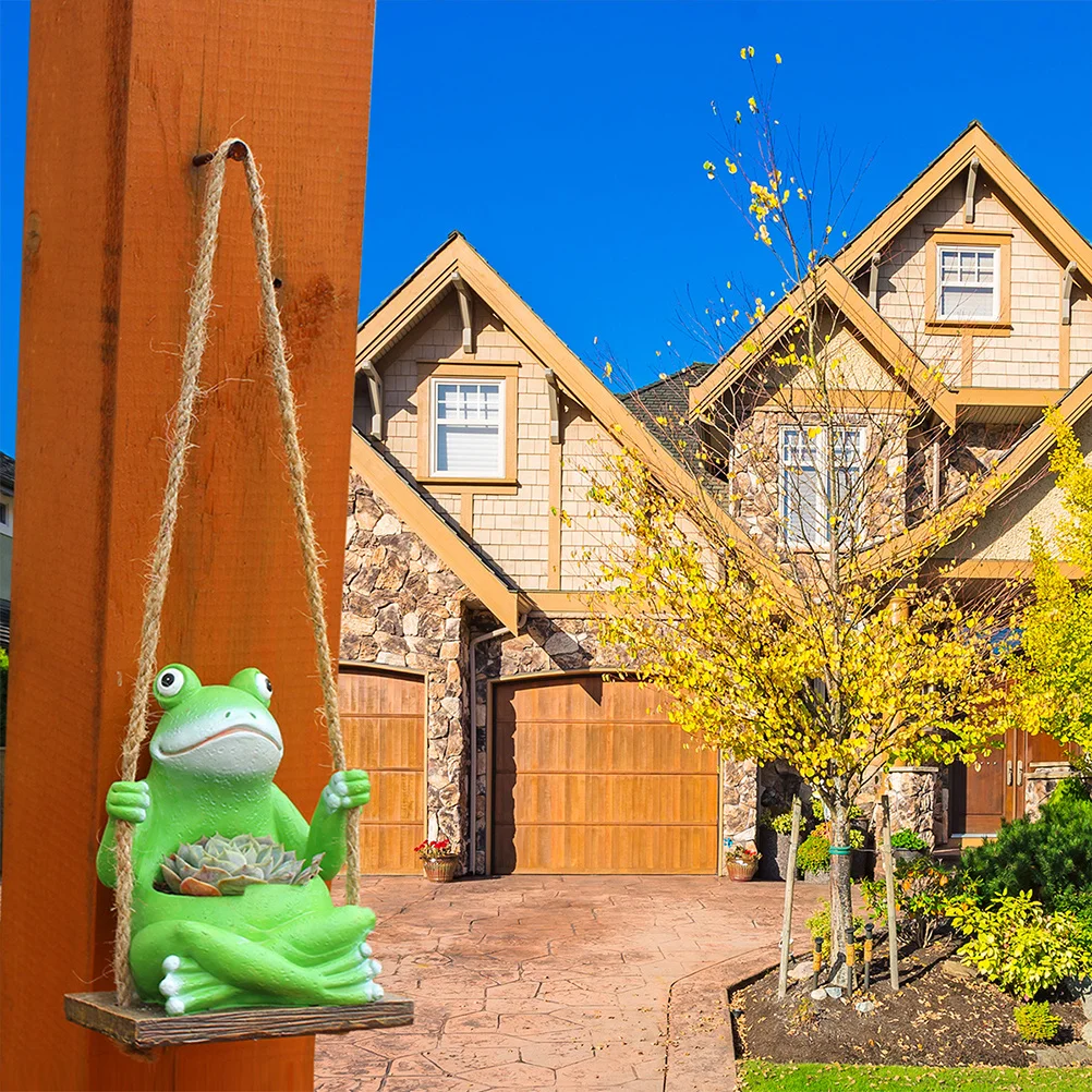 

Creative Frog Swing Resin Hanging Flower Pot Decorative Succulent Planter For Indoor Garden Bonsai Pot Cute Frog Shape Small