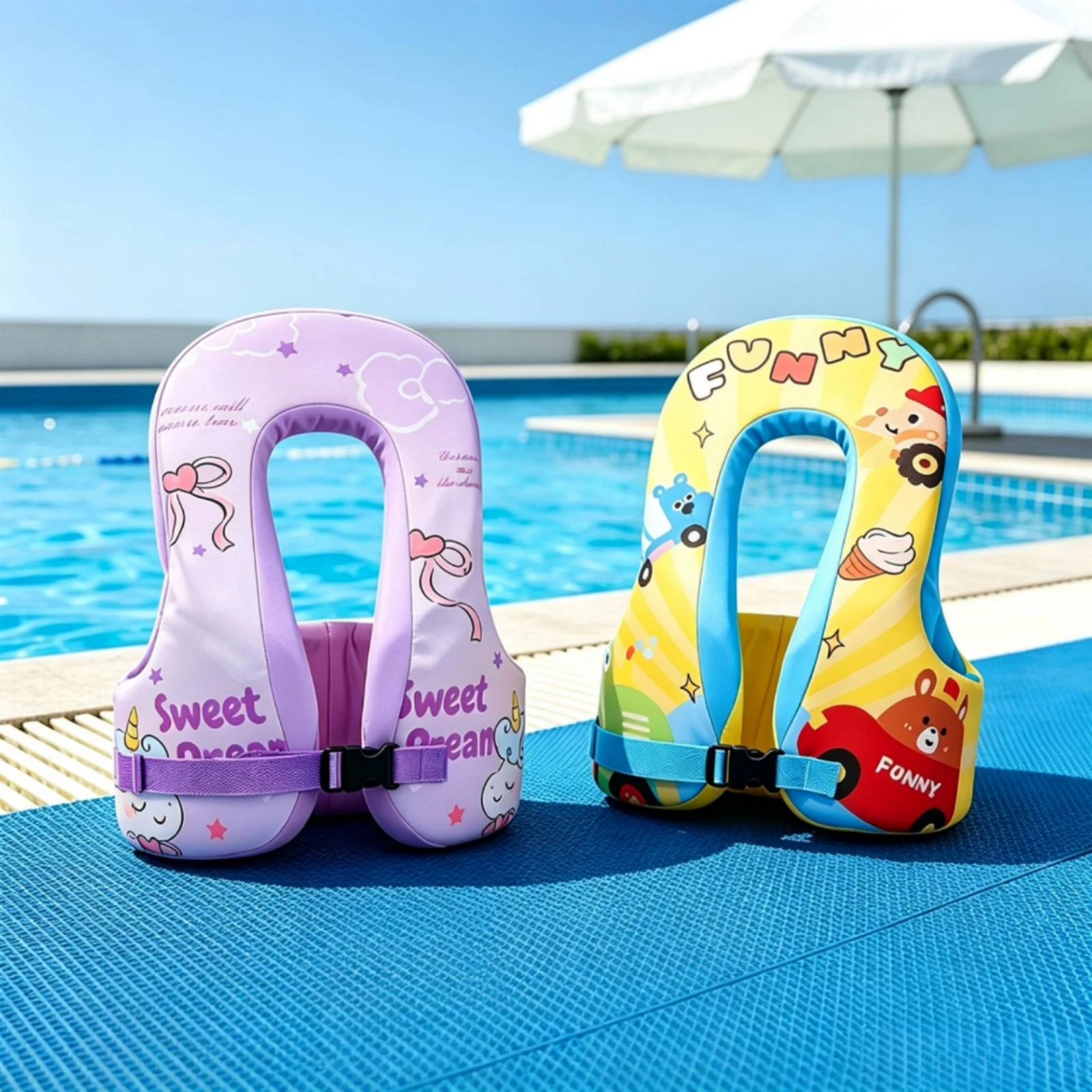 Kids Swim Vest Safe Kids Flotation Vest Swim Coach U-Shaped Swimming Device Sleeveless for Toddlers, Pool, Beach