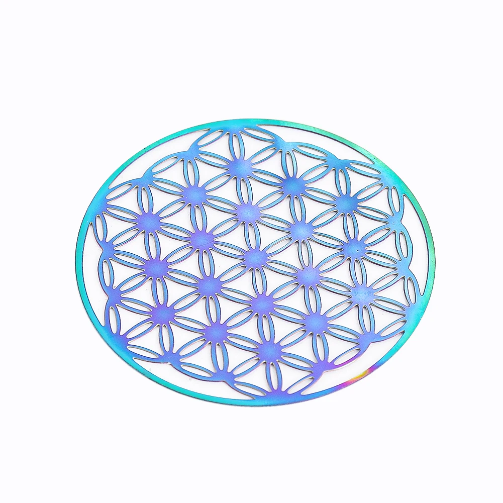 5pcs 40MM Openwork Flower of Life Round Stainless Steel Pendant Charms for Jewelry Making DIY Necklace Earrings Dangle Accessory