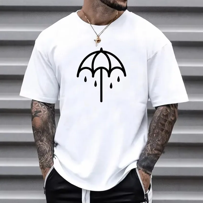 Camiseta Oversized Metal Washed Umbrella Bring Me The Horizons Street Hip Hop 100% Algodão Masculina Feminina Manga Curta Unissex