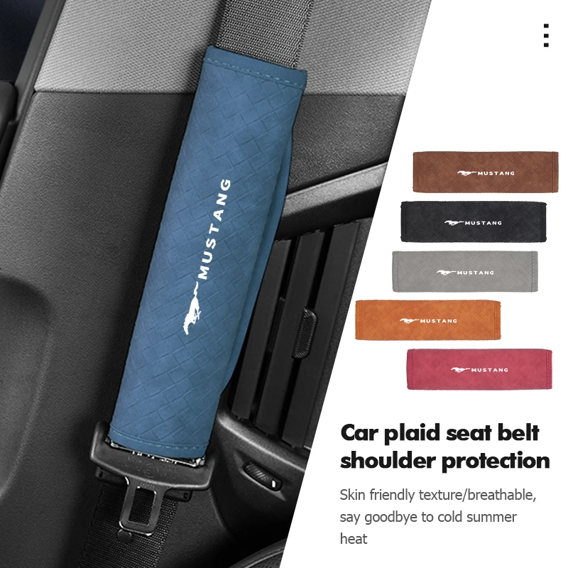 1/2 piezas de funda protectora de cuero para cinturón de seguridad de coche, almohadilla acolchada para Mustang Fiesta Kuga Edge Mondeo ST Mondeo Shelby GT