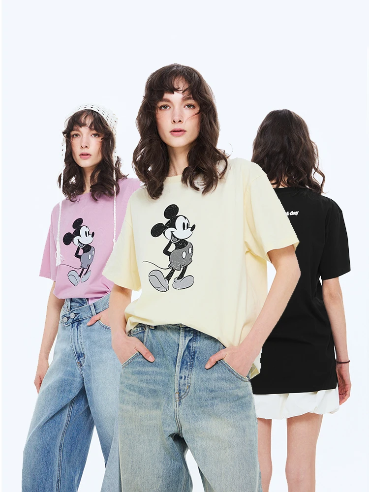 

Miniso 2025 Spring New Product Disney Classic Mickey Short sleeved T-shirt for Women, Girls Tees