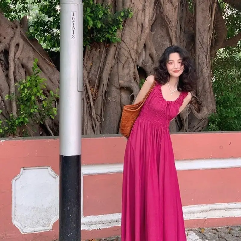 Prendisole da donna Abiti da spiaggia Verde Abito lungo femminile Designer Un pezzo Stile coreano Vintage Elegante Lusso sulla festa promozionale