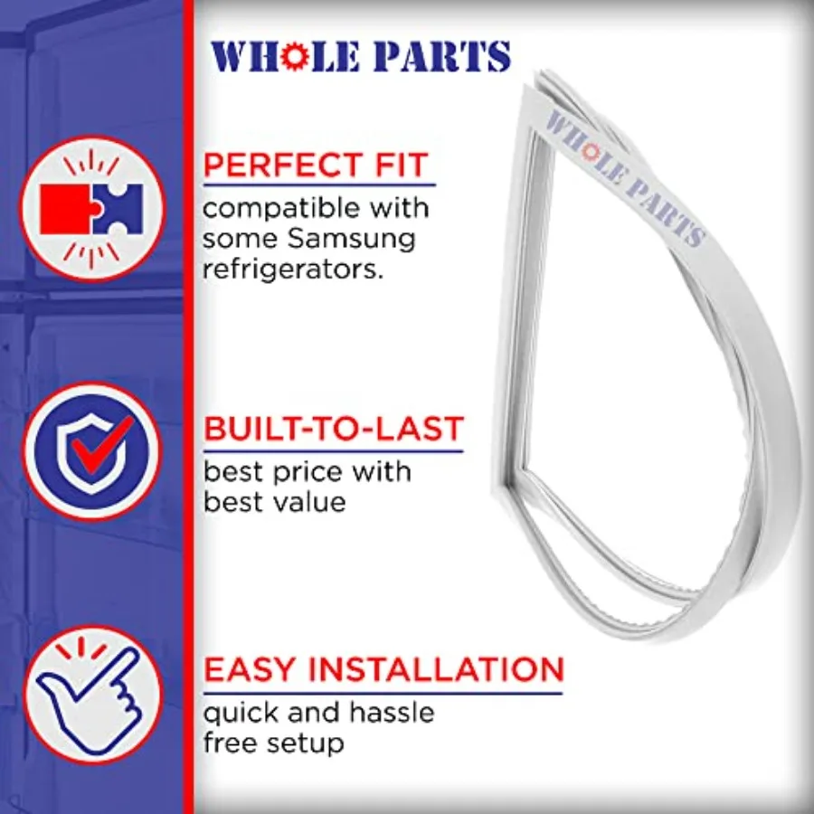 Whole Parts Refrigerator French Door Gasket Assembly Magnetic Strip Inside Gray Part# DA97-13015C - Replacement and Compatible
