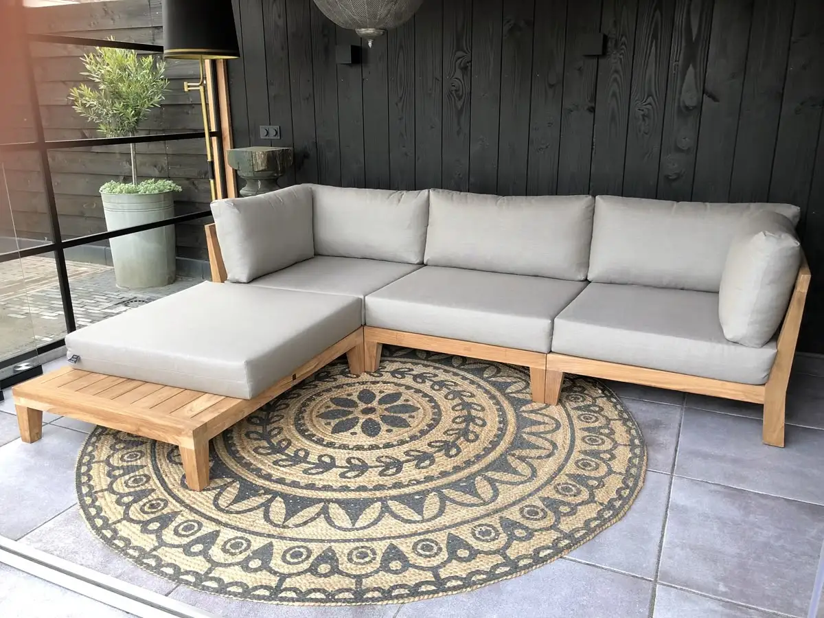 

High Quality Villa Waterproof Teak Wood Seat Set Modern Luxury Outdoor Sofa Furniture Patio Garden Sofas Teak 5 Seater 3 Seater
