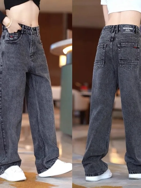 

Мужские повседневные джинсы прямого кроя класса люкс: модные, свободные, удобные, из смесового хлопка и полиэстера, для зимы и на каждый день