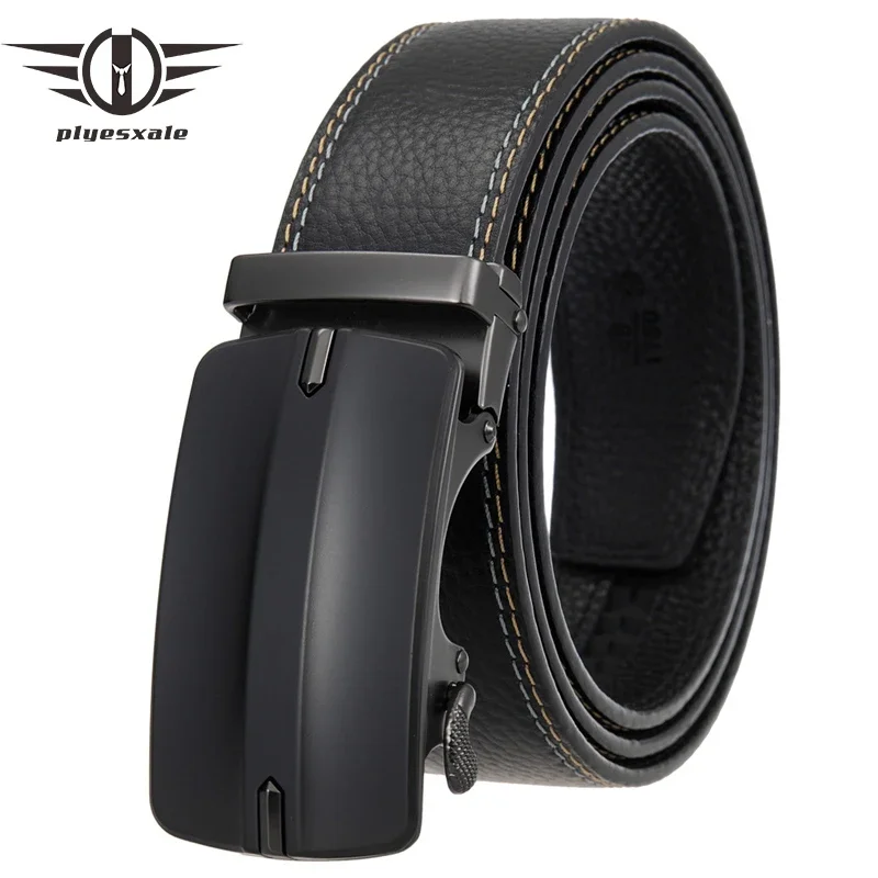 

Plyesxale New 2024 Head Layer Leather Belt Designer Luxury Men's Belt Business Automatic Buckle Cowskin Formal Waist Belts G1511