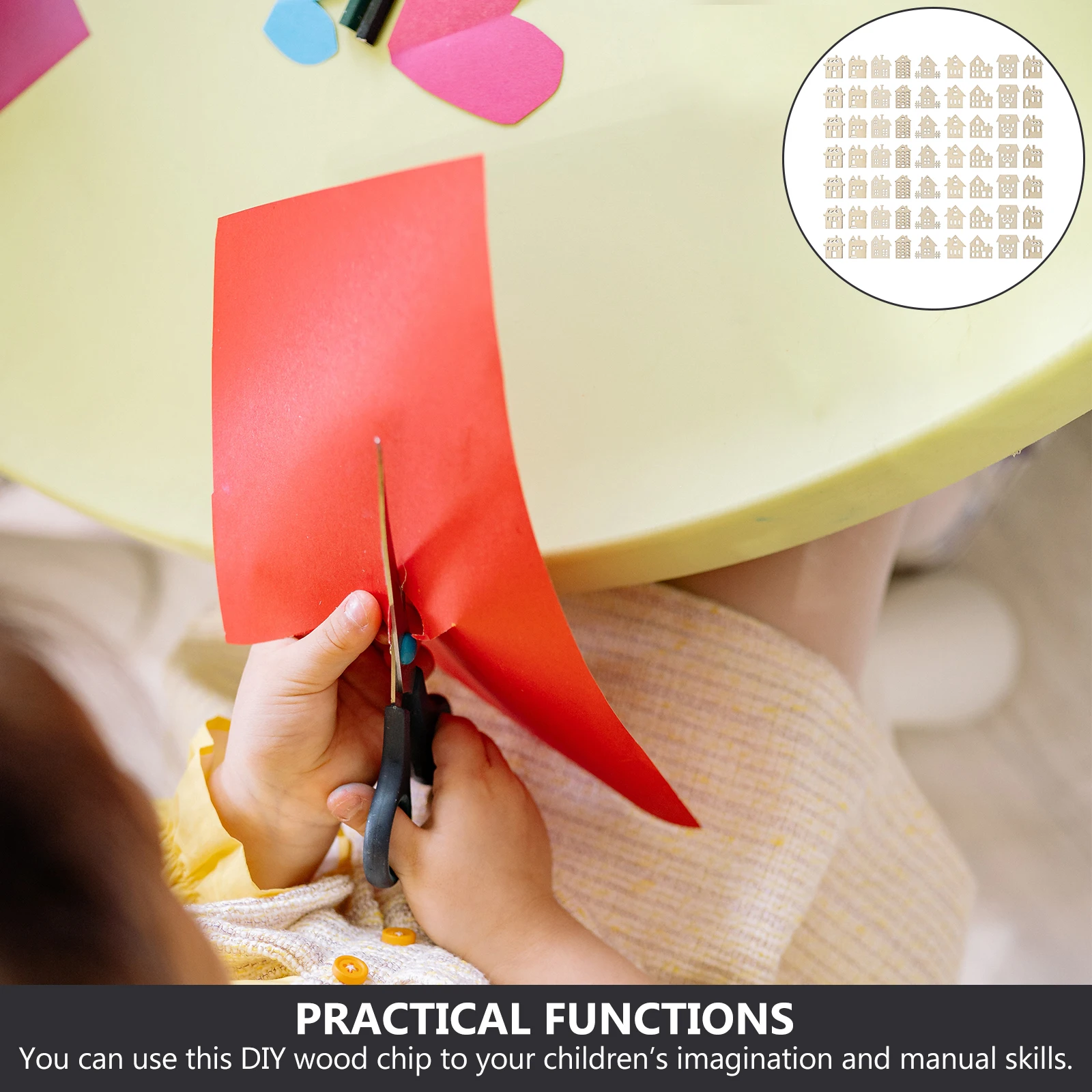 

100pcs Wooden House Graffiti Sheets Diy Unpainted Wood Slices For Kids Hand-Painted Crafts Art Supplies Decorative Puzzle