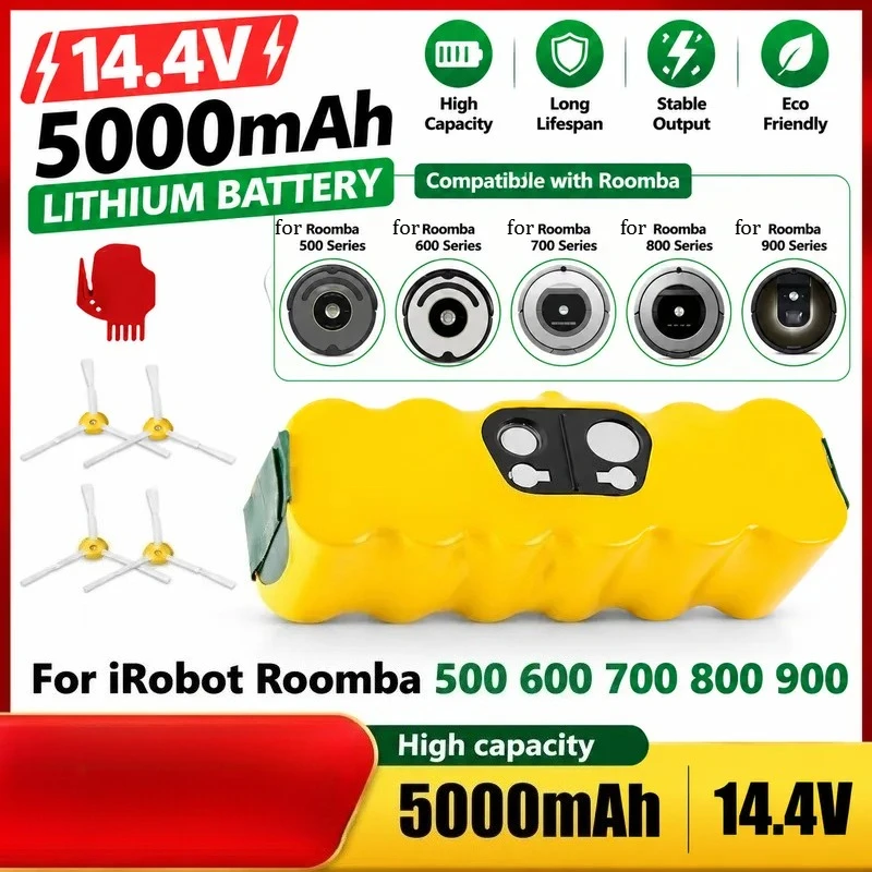 for iRobot Roomba 500 600 700 900 Series Vacuum Cleaner Battery 14.4V 5000mAh Replacement Part
