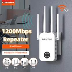 1200Mbps Wifi Repeater Extender Smart Screen Display Router Versterker 2.4G & 5GHz Draadloos Signaal Repetidor Thuis wifi repeteur