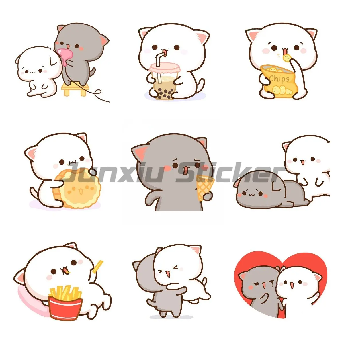 Cartoon Anime Cute Cat Eat Ice Cream Sticker Bumper Window Laptop Helmet Wall Car Sticker Personality Vinyl Waterproof Material