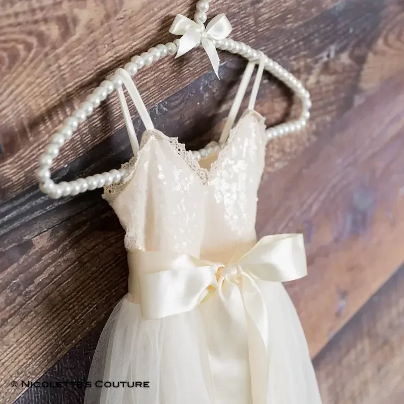 Romantic girls party dress wedding princess Party Gowns Kids Gown Tulle Flower Girl Dress, Ivory Rustic Boho Chic Baby Dresses