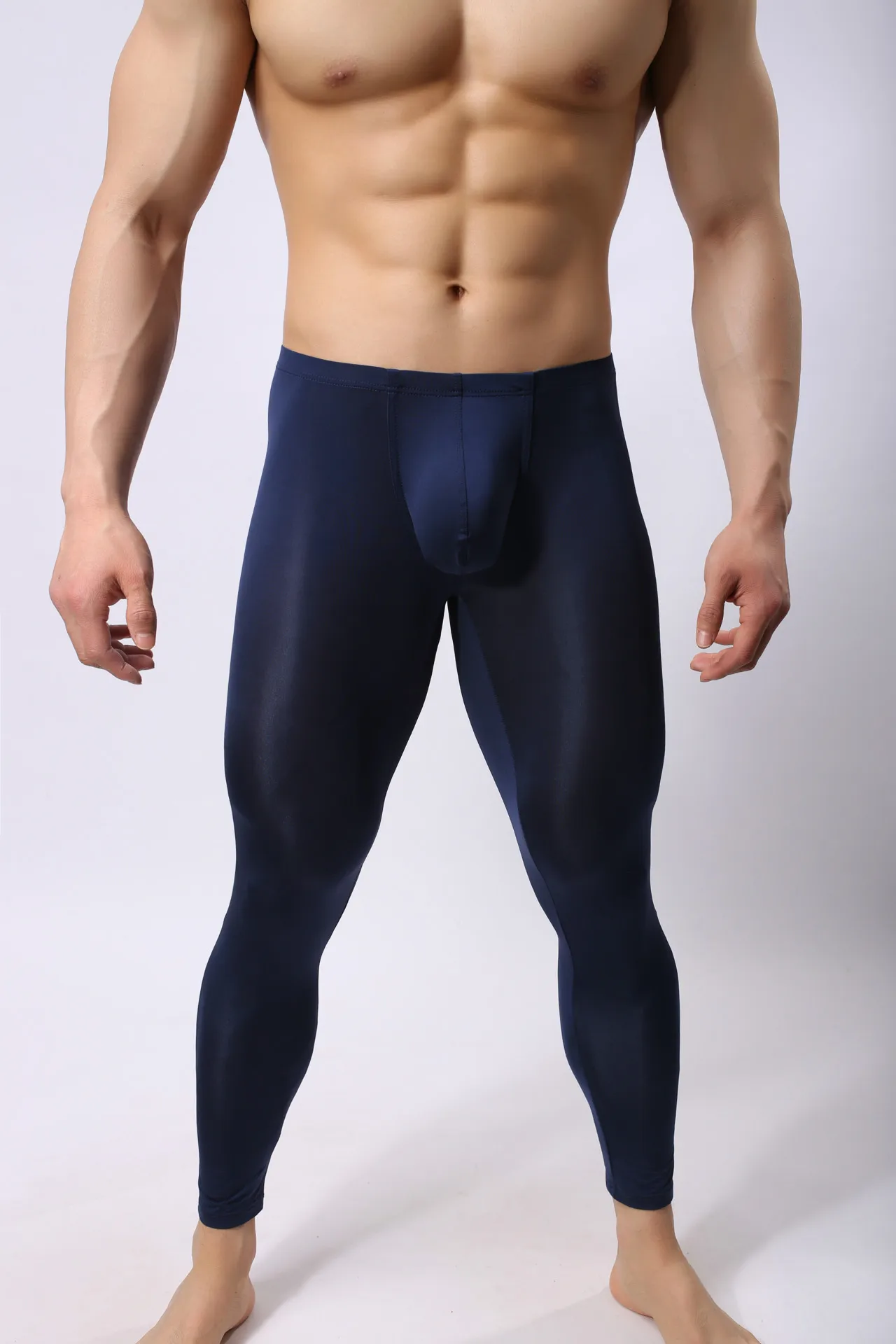 

Sexy Mens Pants Casual Comfortable Fit Ultra-thin Ice Silk Elastic Quick Dry Semi Transparent Elastic Long Johns Comfy Nightwear