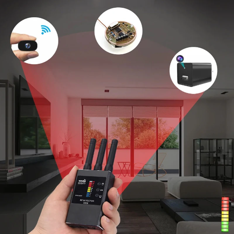 อาหารแอบมองที่เครื่องตรวจจับกล้อง GPS tracker การตรวจจับกล้องที่ซ่อนอยู่อุปกรณ์ดักฟัง Military Professional Edition