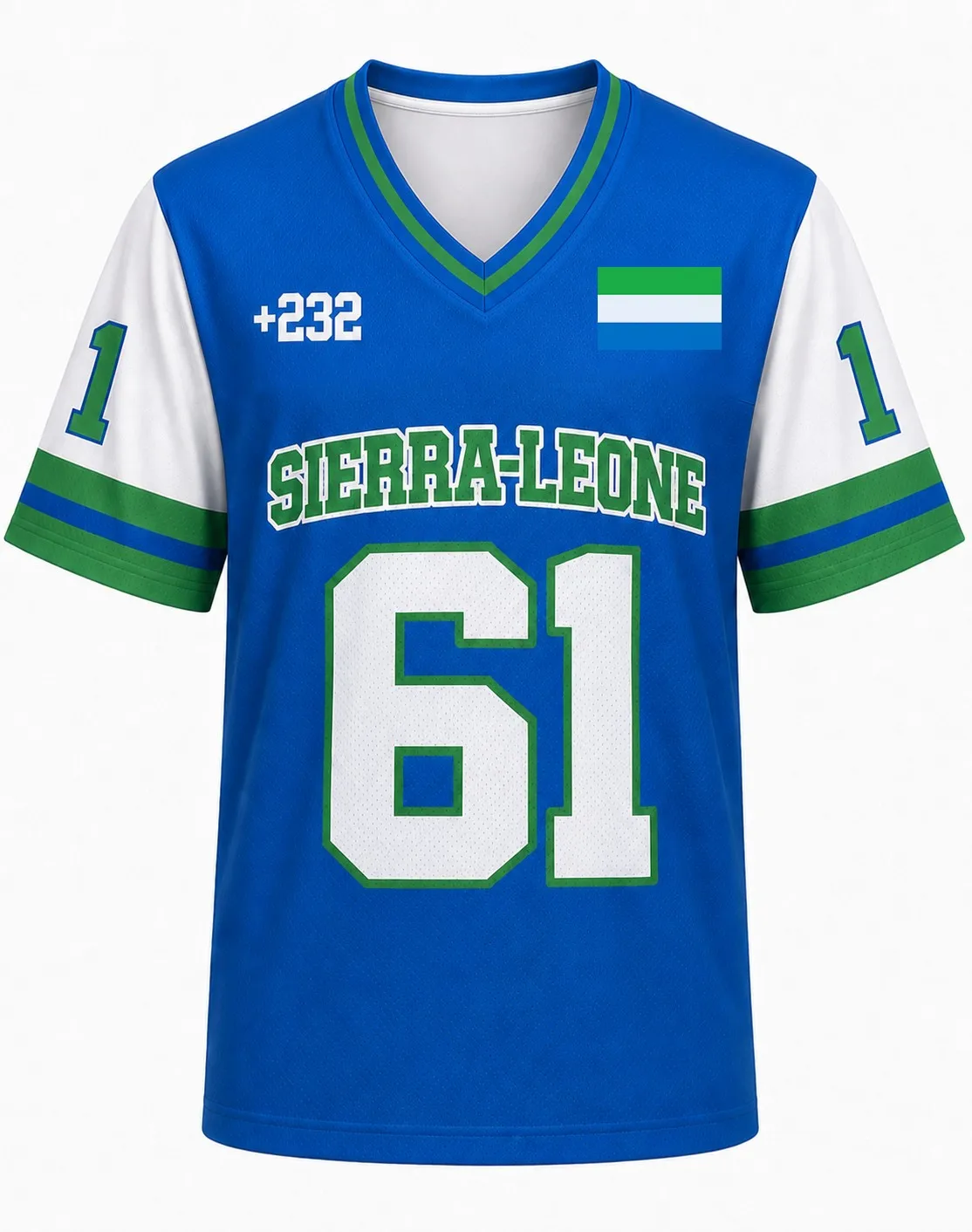 2026 Sommer Sierra Leone Print Retro Street Style T-Shirt, Herren- und Damen-Jersey, V-Ausschnitt Kurzarm Freizeit-Sportshirt Top – Detail 5