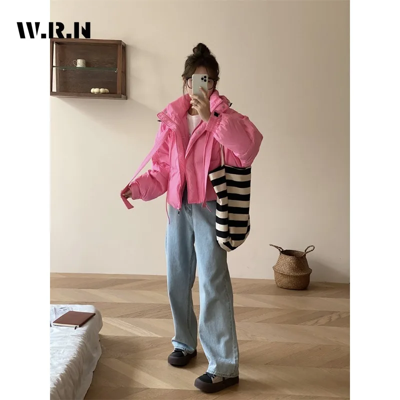 Women Casual Sweet Long Sleeve Zipper Parkas 2023 Autumn Winter Hooded Oversized Outerwear Jacket Fashion Warm Solid Color Coat