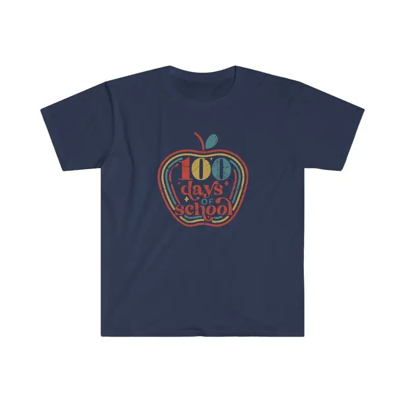 100th Day of School Retro Shirt Teacher 100th Day Vintage Shirts 100% Cotton O Neck Fashion Casual Graphic Printed Woman Tshirts
