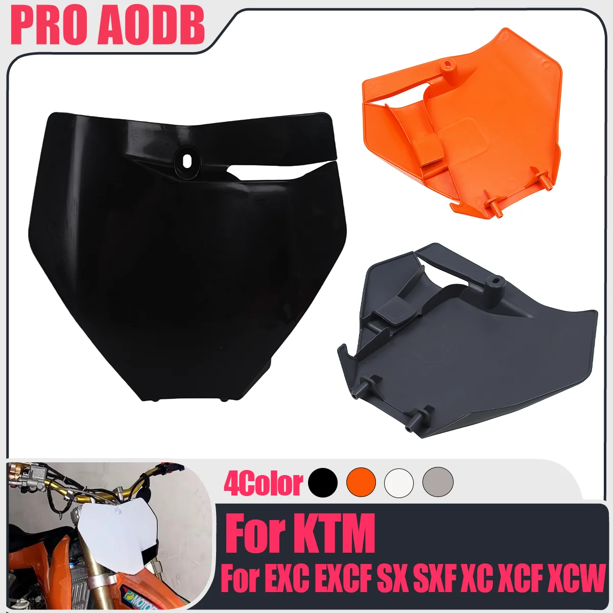 

For KTM Motocross Front Number Plate Plastic Cover Black White Orange 125 150 250 300 350 450 EXC EXC-F SX SX-F XC XCF XCW XCF-W