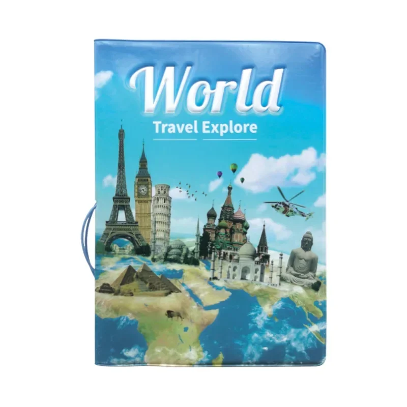 PU Leather Passport Case Cover World Travel Explore Passport Holder Sleeve with ID Credit Cards Pocket Slot Travel Accessories