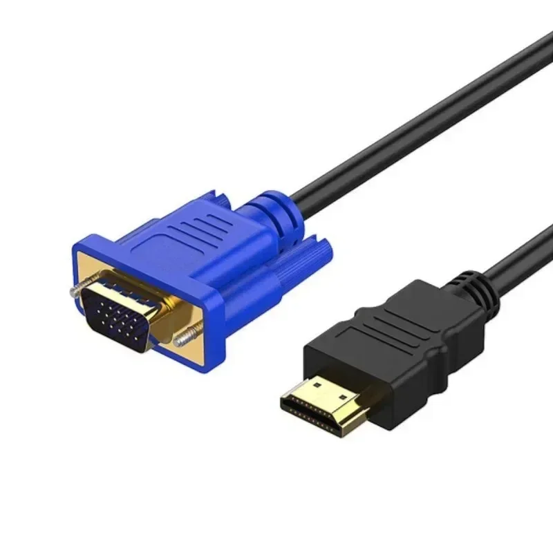 Kabel adaptor Audio, 1.8 M HDMI kompatibel ke VGA 1080P HD dengan kabel Adapter Audio HDMI-kompatibel ke kabel VGA kabel Komputer & koneksi