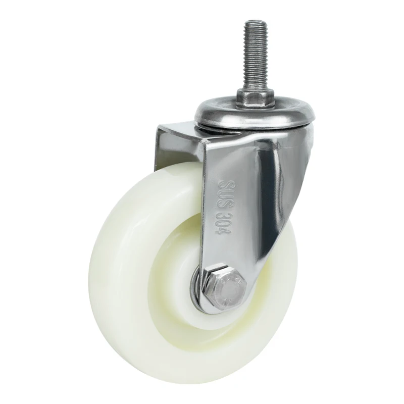 

304 stainless steel waterproof nylon casters 8 inch universal wheel industrial rust-proof plate cart brake
