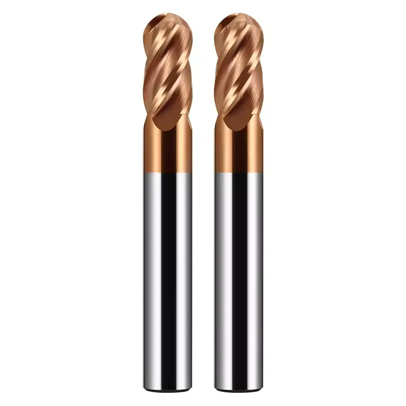 HRC58 4 Flute Ball Nose End Mill Tungsten Steel Carbide Milling Cutter for Metal R4x16x8x60 R5x20x10x75 R1.5x6x4x50 R8x32x16x100