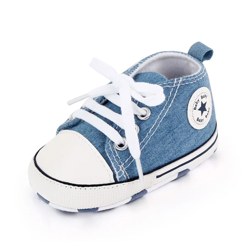 Baby Canvas Classic Sports Sneakers Newborn Baby Boys Girls Print Star First Walkers Shoes Infant Toddler Anti-slip Baby Shoes