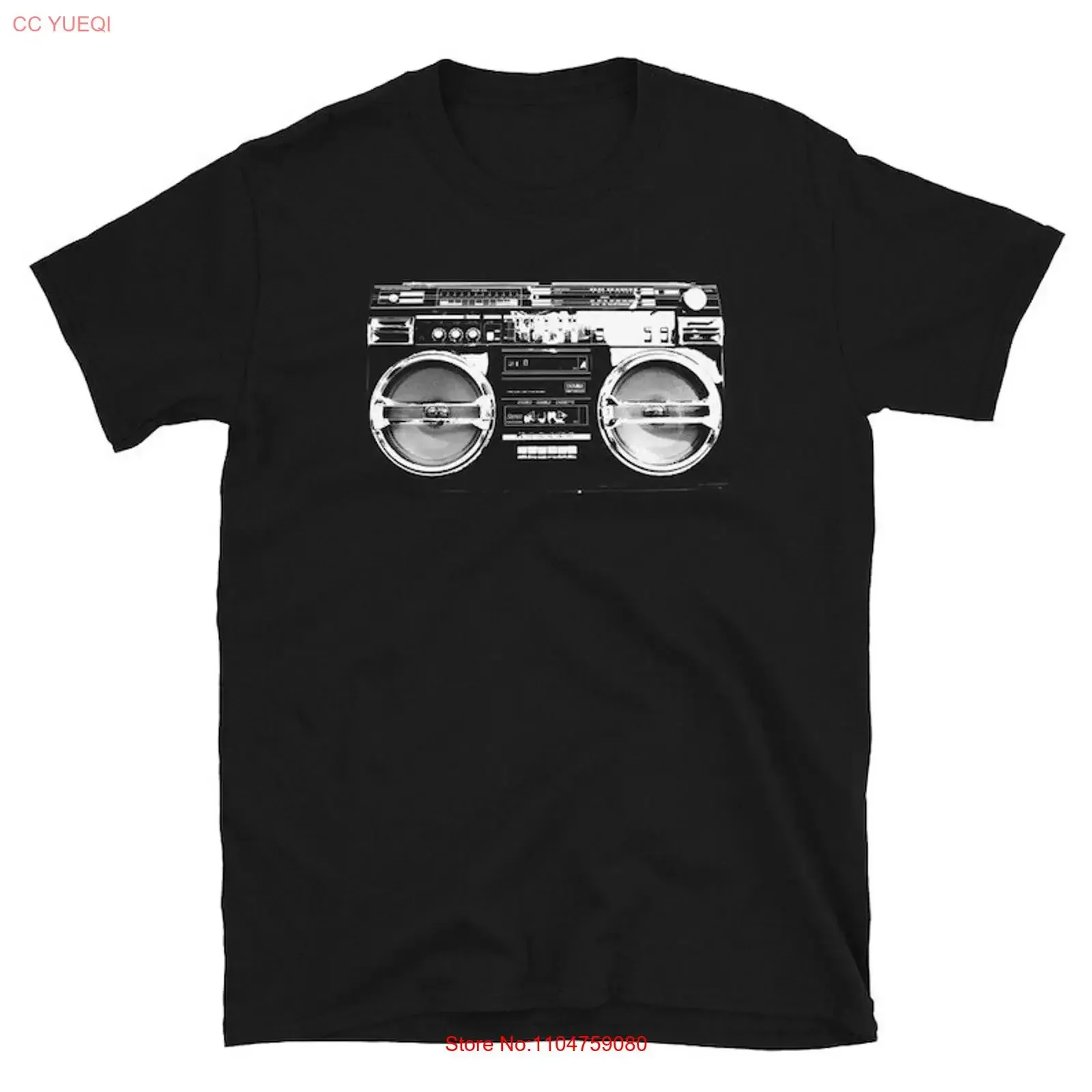 Camiseta Retro Vintage Ghettoblaster, Estilo Hip Hop de los 80s y 90s, Música Rap, Lavada, para Uso Diario, con Gráfico Elástico