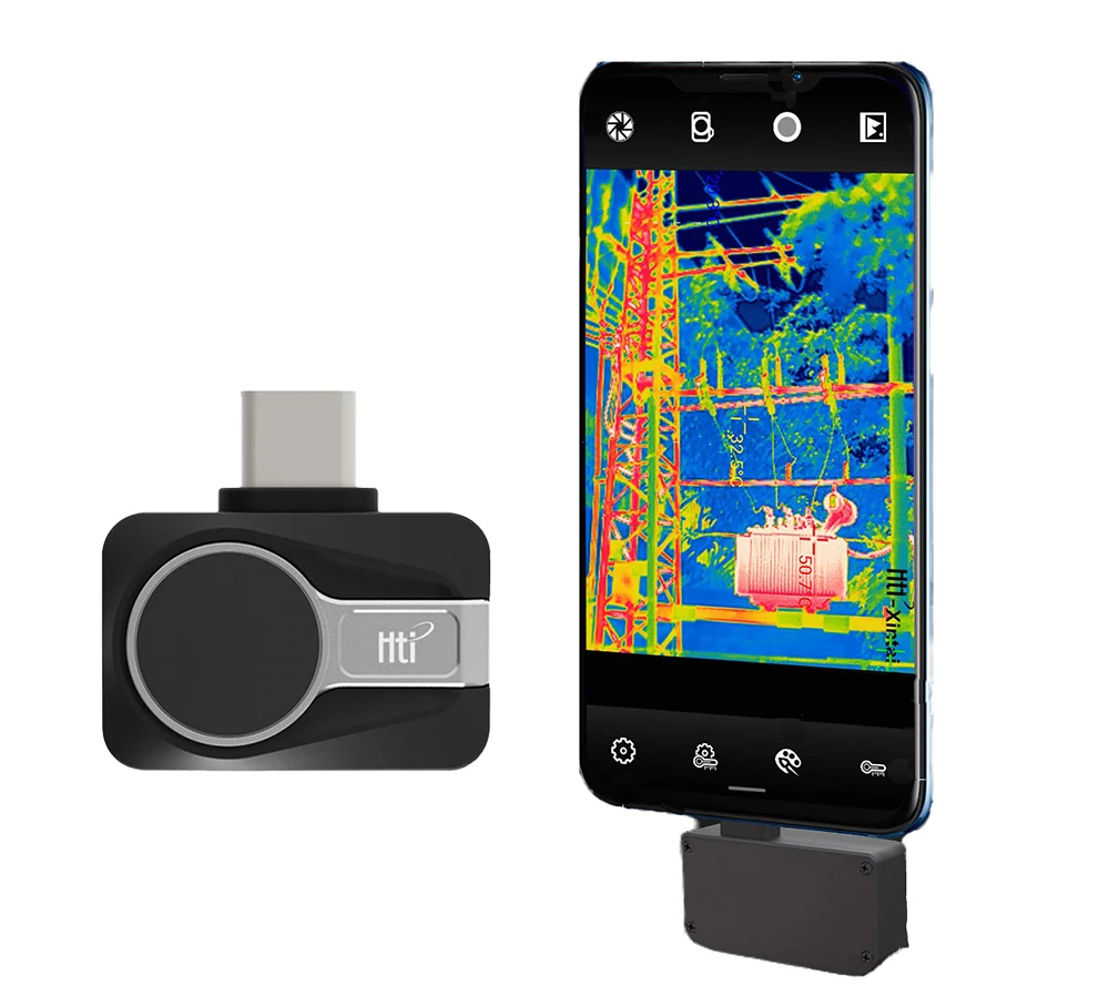 HTI 50mk 256 High Pixel Ir Imager Android Usb C Otg Camera Thermal Device For Phones, up to 550 Celsius Degree