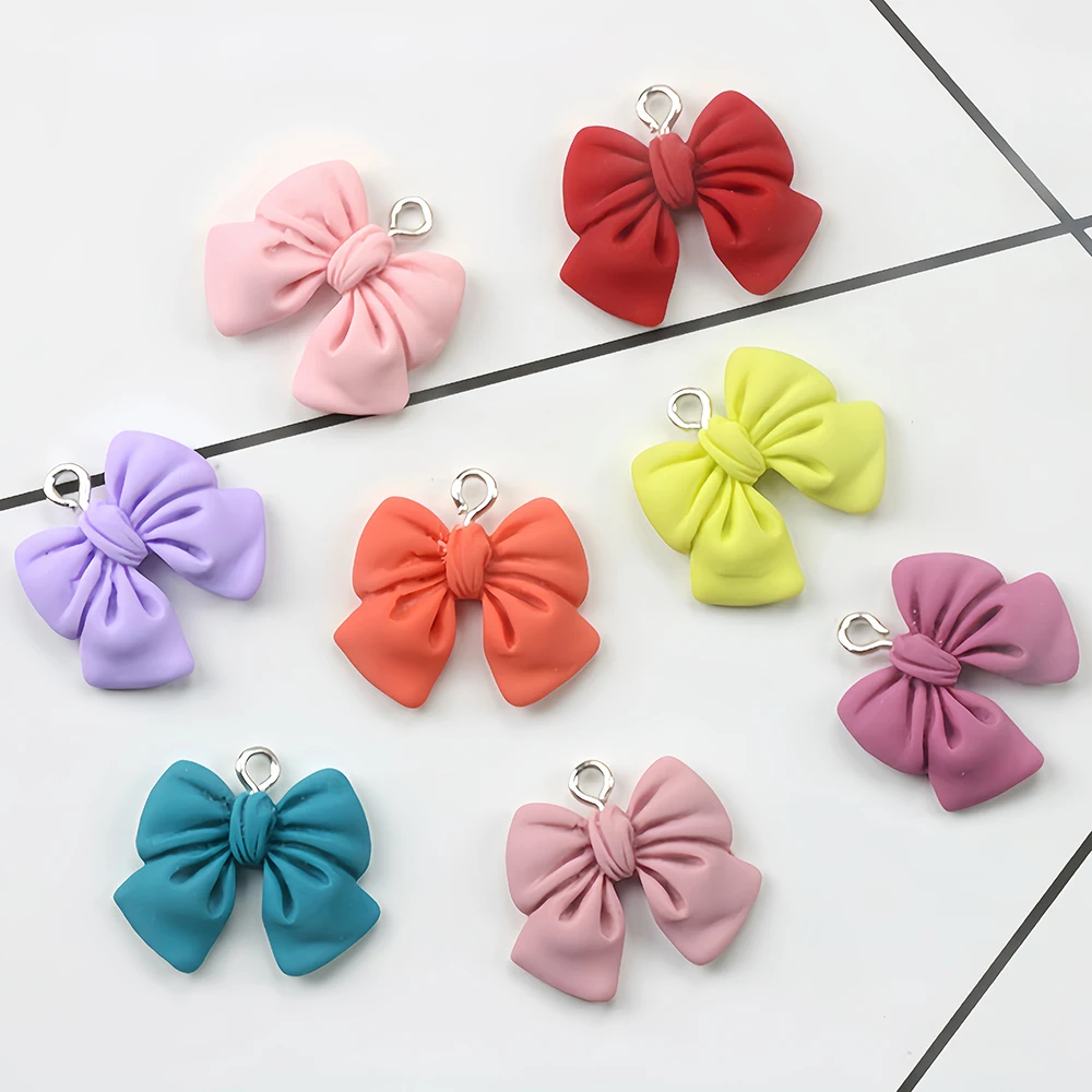 10Pcs 30*25MM 3D Bowknot Resin Charms DIY Craft Decoration Jewelry Finding for Necklace Earring Pendant Keychain Accessories