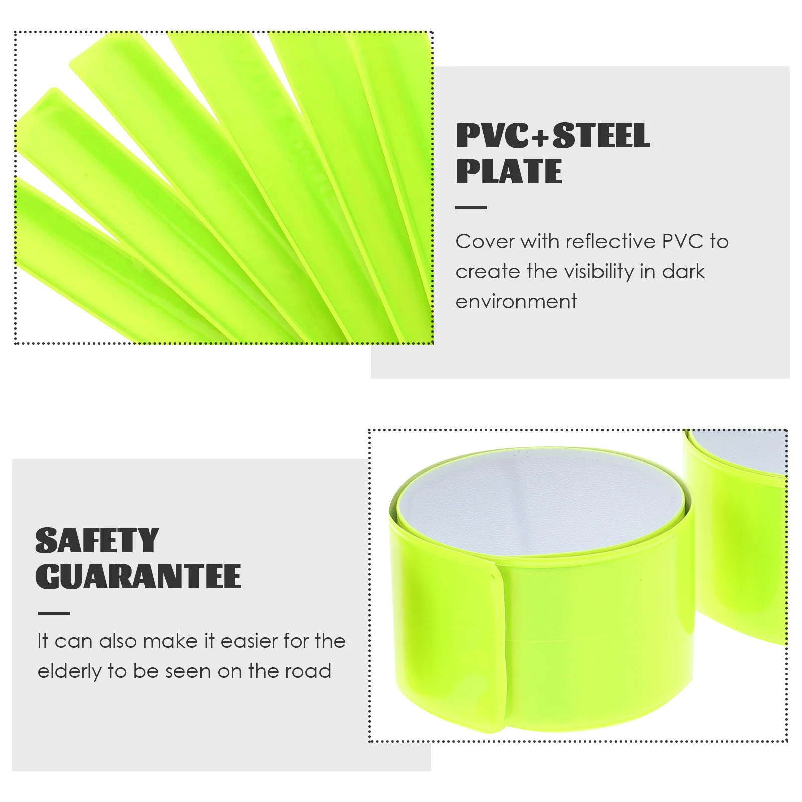 

6pcs Reflective Armband Safety Bands Wristbands Cycling Riding Visible Snap Bracelets Straps Green Outdoor Camping Hiking Tools